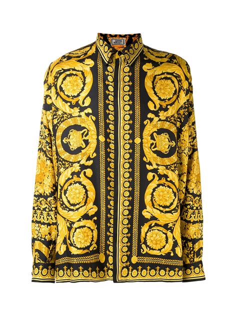 versace 1991 gold silk shirt|Versace men's t shirts.